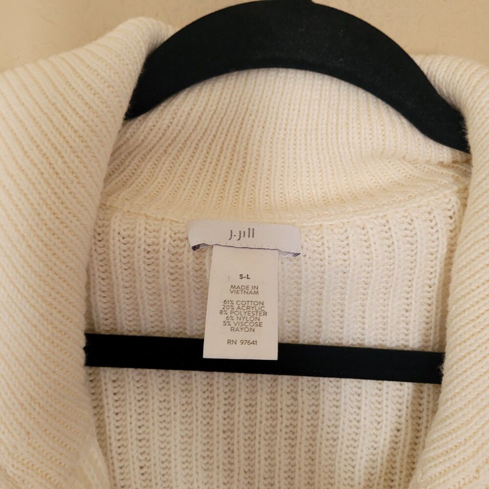 J. Jill Sweater Womens Small Medium Large Knit Half Zip Poncho Side Slit Neutral - Picture 3 of 5